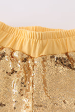 Load image into Gallery viewer, Golden sequin mardi gras girl skorts
