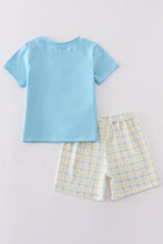 Load image into Gallery viewer, Blue he is risen cross embroidery boy set
