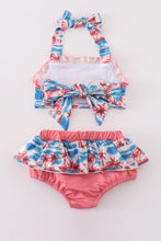 Load image into Gallery viewer, Beach palm print 2pc girl swimsuit
