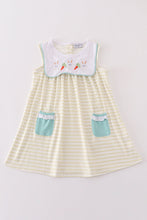 Load image into Gallery viewer, Easter stripe bunny embroidery girl dress

