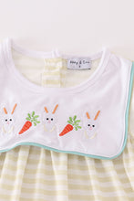 Load image into Gallery viewer, Easter stripe bunny embroidery girl dress
