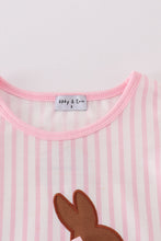 Load image into Gallery viewer, Pink easter bunny applique stripe girl dress
