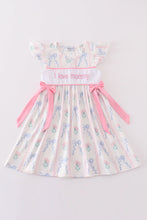 Load image into Gallery viewer, Pink bow I love mommy embroidery girl dress
