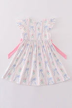 Load image into Gallery viewer, Pink bow I love mommy embroidery girl dress
