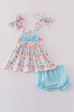 Load image into Gallery viewer, Blue floral print bow bloomer set
