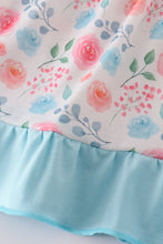 Load image into Gallery viewer, Pink floral print ruffle set
