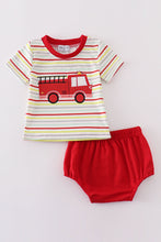 Load image into Gallery viewer, Red fire truck applique bloomer set
