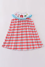 Load image into Gallery viewer, Blue farm embroidery smocked dress
