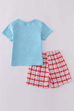 Load image into Gallery viewer, Blue farm embroidery smocked shorts set
