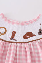 Load image into Gallery viewer, Pink western embroidery smocked set
