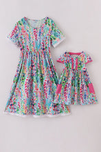 Load image into Gallery viewer, Rainbow garden print mom&amp;me dress
