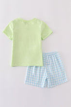 Load image into Gallery viewer, Green ice cream embroidery shorts set
