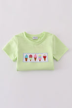 Load image into Gallery viewer, Green ice cream embroidery shorts set
