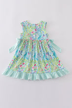 Load image into Gallery viewer, Ocean bloom print ruffle dress
