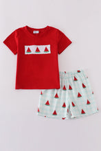 Load image into Gallery viewer, Red watermelon embroidery smocked set
