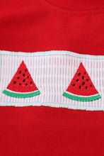 Load image into Gallery viewer, Red watermelon embroidery smocked set
