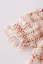 Load image into Gallery viewer, Khaki farm embroidery smocked plaid set
