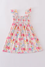 Load image into Gallery viewer, Pink floral print smocked dress

