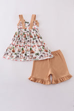 Load image into Gallery viewer, Khaki farm print bow girl set
