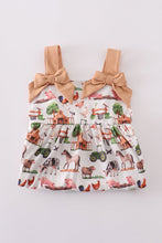 Load image into Gallery viewer, Khaki farm print bow girl set

