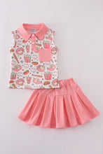 Load image into Gallery viewer, Pink baseball print girl skort set

