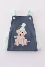 Load image into Gallery viewer, Navy puppy birthday applique boy bubble
