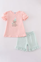 Load image into Gallery viewer, Pink puppy birthday applique girl set
