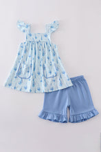 Load image into Gallery viewer, Blue sailboat print girl set
