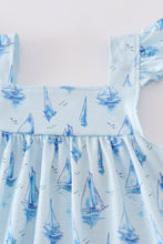 Load image into Gallery viewer, Blue sailboat print girl set
