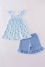 Load image into Gallery viewer, Blue sailboat print girl set
