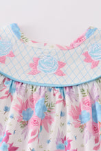 Load image into Gallery viewer, Blue petal meadow embroidery girl bloomer set

