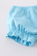 Load image into Gallery viewer, Blue petal meadow embroidery girl bloomer set
