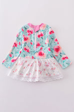 Load image into Gallery viewer, Blushing rose garden print girl one-piece leotard
