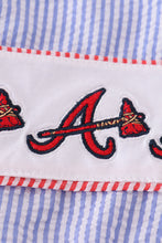 Load image into Gallery viewer, Navy Seersucker Atlanta Embroidery Swimsuit
