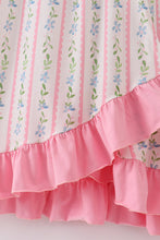Load image into Gallery viewer, Pink floral print mom ruffle dress
