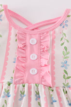 Load image into Gallery viewer, Pink floral print girl ruffle dress
