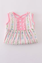 Load image into Gallery viewer, Pink floral print girl ruffle dress
