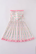 Load image into Gallery viewer, Pink floral print girl ruffle hoodie dress
