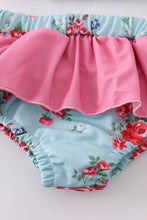 Load image into Gallery viewer, Rosebud bliss print smocked girl 2pc swimsuit
