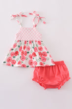 Load image into Gallery viewer, Pink floral print girl bloomer set
