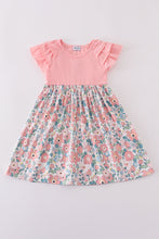 Load image into Gallery viewer, Pink summer floral print ruffle dress

