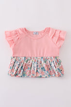 Load image into Gallery viewer, Pink summer floral print ruffle dress

