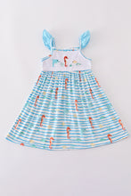Load image into Gallery viewer, Blue marine creature embroidery dress

