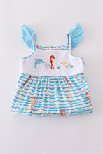 Load image into Gallery viewer, Blue marine creature embroidery dress
