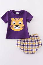 Load image into Gallery viewer, Purple gold LSU applique bloomer set
