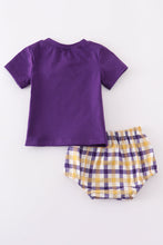 Load image into Gallery viewer, Purple gold LSU applique bloomer set
