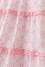 Load image into Gallery viewer, Pink bow smocked mom&amp;me tiered dress
