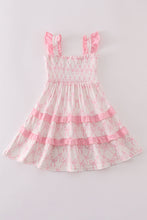 Load image into Gallery viewer, Pink bow smocked mom&amp;me tiered dress
