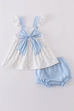 Load image into Gallery viewer, Blue bow classic lattice charm bloomer set
