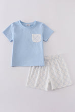 Load image into Gallery viewer, Blue classic lattice charm shorts set
